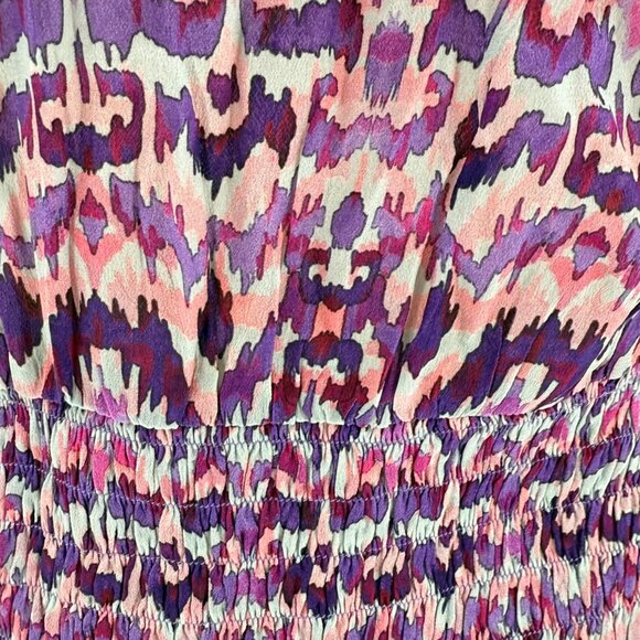 11 Uptown Dress Purple Multi-Color Abstract Print Long Sleeve, S, 64% Cupro 36% - Picture 7 of 12